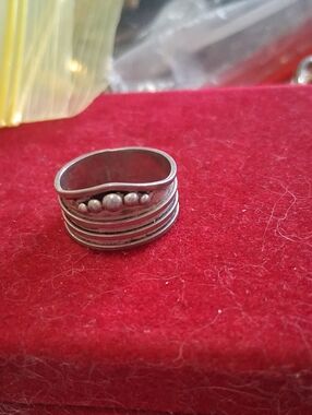 Source Unknown Silver-Tone Beaded Multi-Band Ring